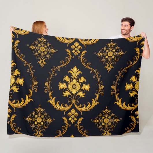 "Barockes Ornament-Muster in Gold und Schwarz" Fleecedecke (Beispiel)