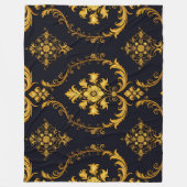 "Barockes Ornament-Muster in Gold und Schwarz" Fleecedecke (Vorderseite)