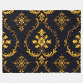 "Barockes Ornament-Muster in Gold und Schwarz" Fleecedecke (Vorderseite (Horizontal))