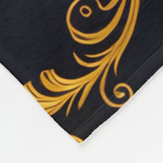 "Barockes Ornament-Muster in Gold und Schwarz" Fleecedecke (Ecke)