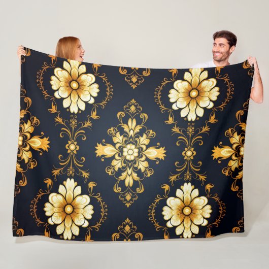 "Barockes Ornament-Muster in Gold und Schwarz" Fleecedecke (Beispiel)