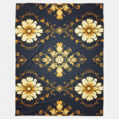 "Barockes Ornament-Muster in Gold und Schwarz" Fleecedecke (Vorderseite)