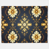 "Barockes Ornament-Muster in Gold und Schwarz" Fleecedecke (Vorderseite (Horizontal))