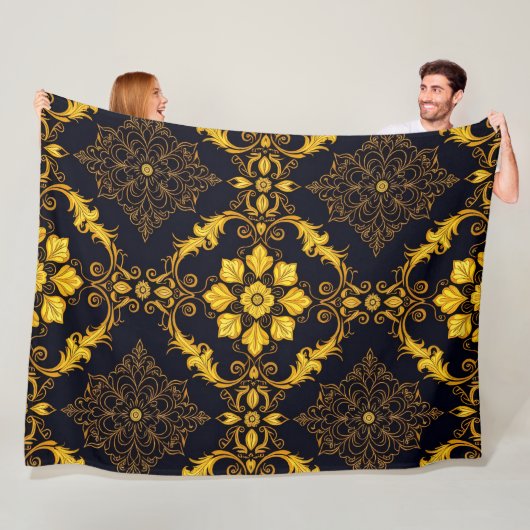 "Barockes Ornament-Muster in Gold und Schwarz" Fleecedecke (Beispiel)
