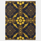 "Barockes Ornament-Muster in Gold und Schwarz" Fleecedecke (Vorderseite)