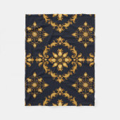 "Barockes Ornament-Muster in Gold und Schwarz" Fleecedecke (Vorderseite)