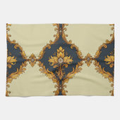 "Barockes Ornament-Muster in Gold und Schwarz" Geschirrtuch (Horizontal)