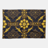 "Barockes Ornament-Muster in Gold und Schwarz" Geschirrtuch (Horizontal)