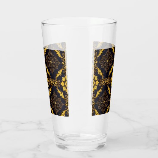 "Barockes Ornament-Muster in Gold und Schwarz" Glas (Rechts)