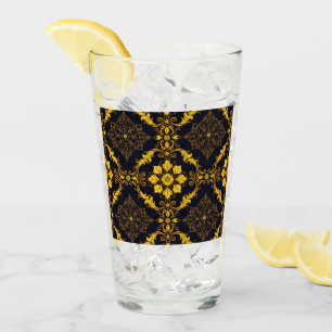 "Barockes Ornament-Muster in Gold und Schwarz" Glas