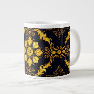 "Barockes Ornament-Muster in Gold und Schwarz" Jumbo-Tasse
