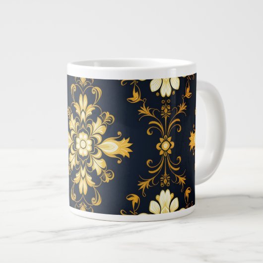 "Barockes Ornament-Muster in Gold und Schwarz" Jumbo-Tasse (Vorderseite Rechts)