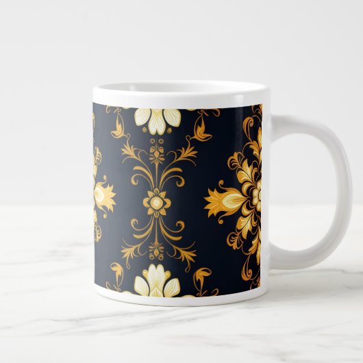 "Barockes Ornament-Muster in Gold und Schwarz" Jumbo-Tasse (Rechts)