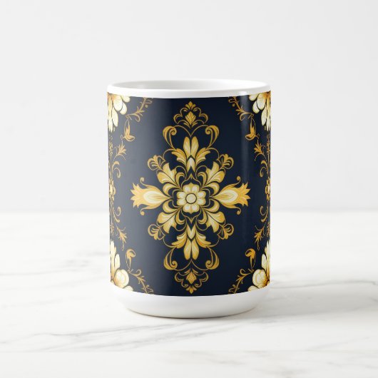 "Barockes Ornament-Muster in Gold und Schwarz" Kaffeetasse (Mittel)