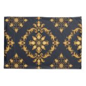 "Barockes Ornament-Muster in Gold und Schwarz" Kissenbezug (Rückseite)