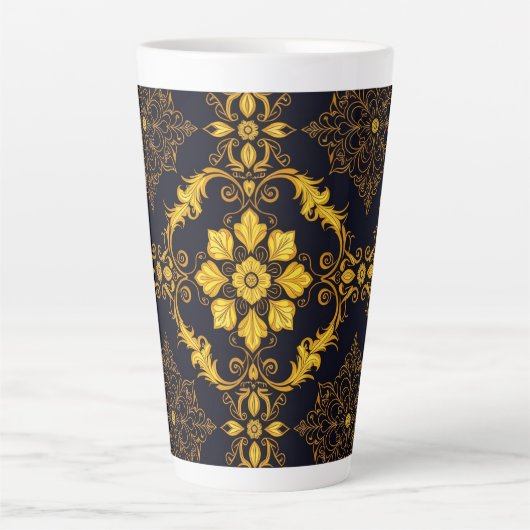 "Barockes Ornament-Muster in Gold und Schwarz" Milchtasse (Vorderseite)