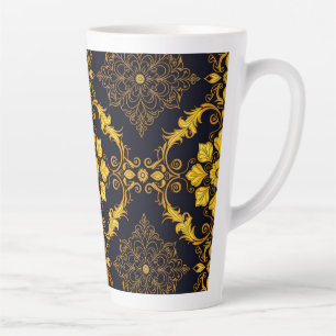 "Barockes Ornament-Muster in Gold und Schwarz" Milchtasse