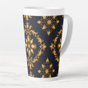 "Barockes Ornament-Muster in Gold und Schwarz" Milchtasse