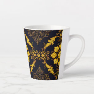 "Barockes Ornament-Muster in Gold und Schwarz" Milchtasse