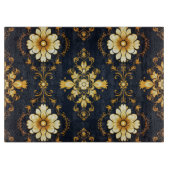 "Barockes Ornament-Muster in Gold und Schwarz" Schneidebrett (Vorderseite)