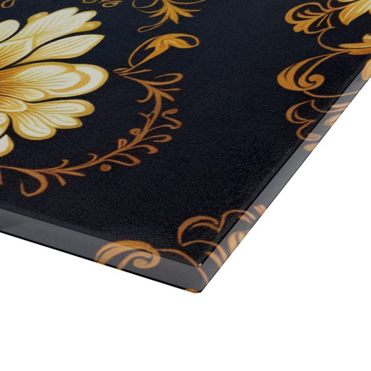 "Barockes Ornament-Muster in Gold und Schwarz" Schneidebrett (Ecke)