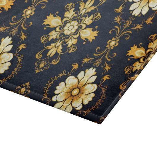 "Barockes Ornament-Muster in Gold und Schwarz" Schneidebrett (Ecke)