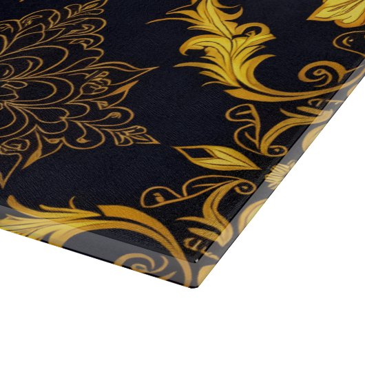 "Barockes Ornament-Muster in Gold und Schwarz" Schneidebrett (Ecke)