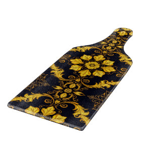 "Barockes Ornament-Muster in Gold und Schwarz" Schneidebrett