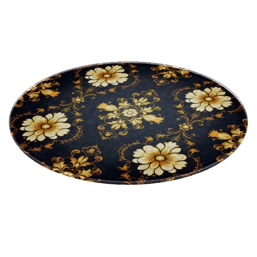 "Barockes Ornament-Muster in Gold und Schwarz" Schneidebrett (Ecke)