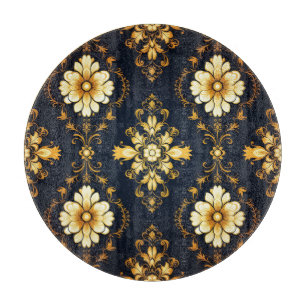"Barockes Ornament-Muster in Gold und Schwarz" Schneidebrett