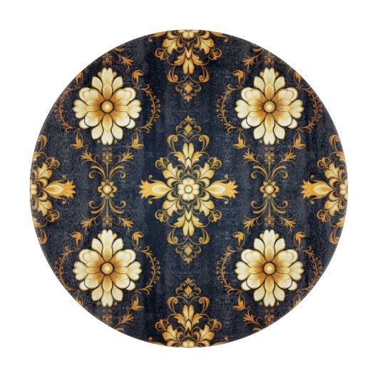 "Barockes Ornament-Muster in Gold und Schwarz" Schneidebrett (Vorderseite)