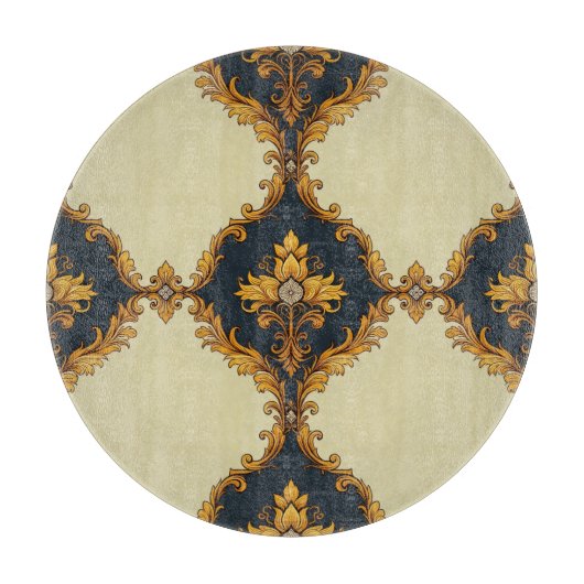 "Barockes Ornament-Muster in Gold und Schwarz" Schneidebrett (Vorderseite)