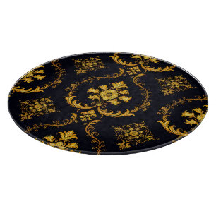 "Barockes Ornament-Muster in Gold und Schwarz" Schneidebrett