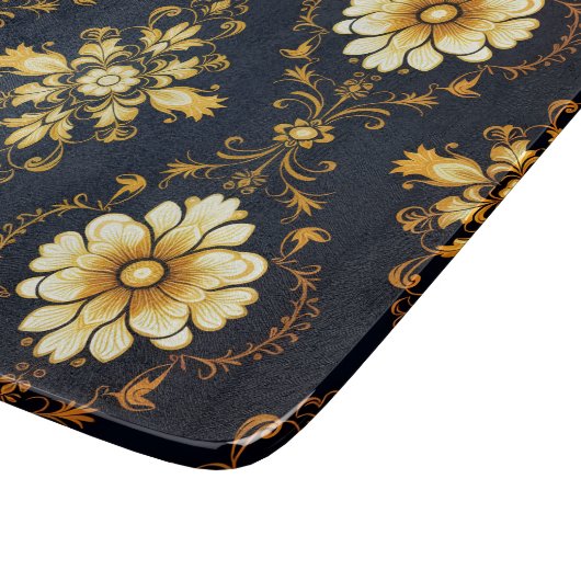 "Barockes Ornament-Muster in Gold und Schwarz" Schneidebrett (Ecke)
