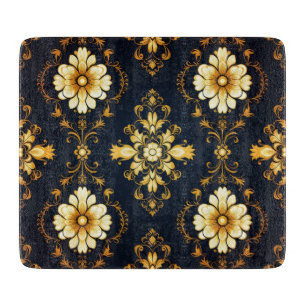 "Barockes Ornament-Muster in Gold und Schwarz" Schneidebrett