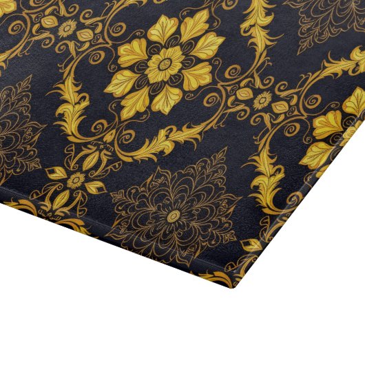 "Barockes Ornament-Muster in Gold und Schwarz" Schneidebrett (Ecke)