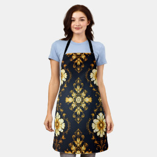 "Barockes Ornament-Muster in Gold und Schwarz" Schürze