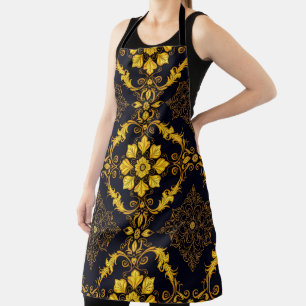 "Barockes Ornament-Muster in Gold und Schwarz" Schürze