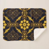 "Barockes Ornament-Muster in Gold und Schwarz" Sherpadecke (Vorderseite (Horizontal))