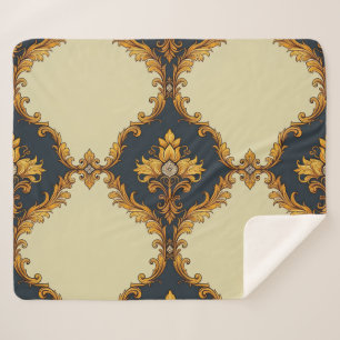 "Barockes Ornament-Muster in Gold und Schwarz" Sherpadecke