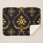 "Barockes Ornament-Muster in Gold und Schwarz" Sherpadecke (Vorderseite (Horizontal))