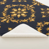 "Barockes Ornament-Muster in Gold und Schwarz" Sherpadecke (3/4)