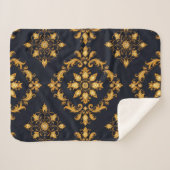 "Barockes Ornament-Muster in Gold und Schwarz" Sherpadecke (Vorderseite (Horizontal))