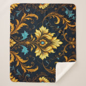 "Barockes Ornament-Muster in Gold und Schwarz" Sherpadecke (Vorderseite)