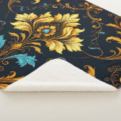 "Barockes Ornament-Muster in Gold und Schwarz" Sherpadecke (3/4)