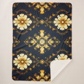 "Barockes Ornament-Muster in Gold und Schwarz" Sherpadecke (Vorderseite)