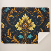 "Barockes Ornament-Muster in Gold und Schwarz" Sherpadecke (Vorderseite (Horizontal))
