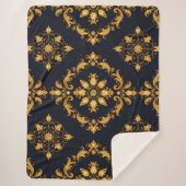 "Barockes Ornament-Muster in Gold und Schwarz" Sherpadecke (Vorderseite)