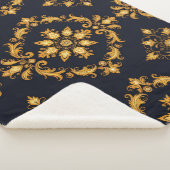 "Barockes Ornament-Muster in Gold und Schwarz" Sherpadecke (3/4)