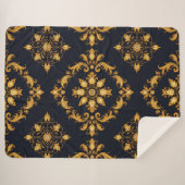 "Barockes Ornament-Muster in Gold und Schwarz" Sherpadecke (Vorderseite (Horizontal))